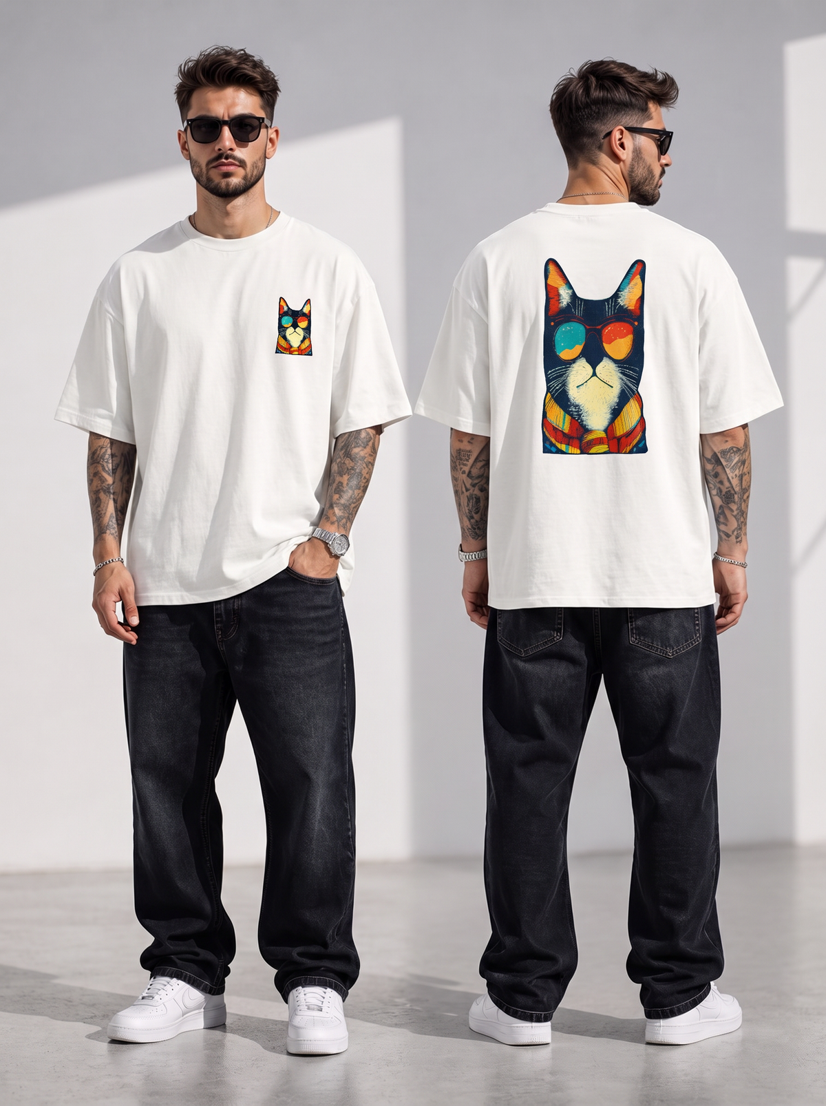 Men's Cat Swag Oversized Tee