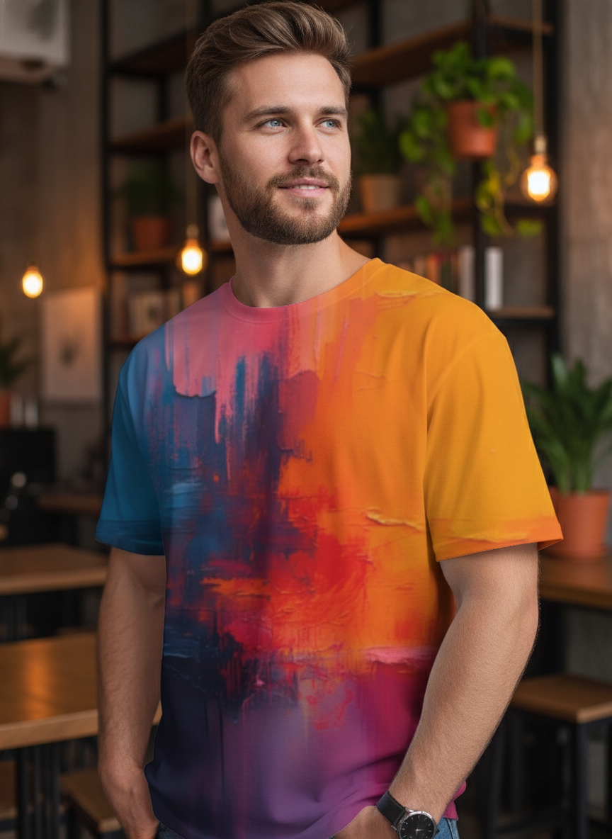Men's Oversized Tee (Vibrant Strok)