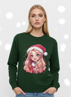 Women's Oversized Sweatshirt (Santa Cute Girl)