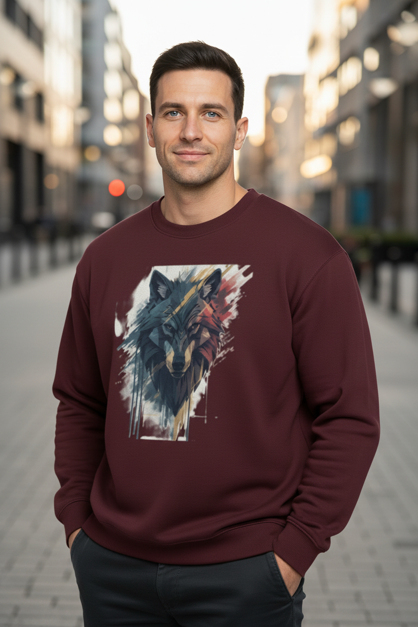 Men's Oversized Sweatshirt (Wolf)