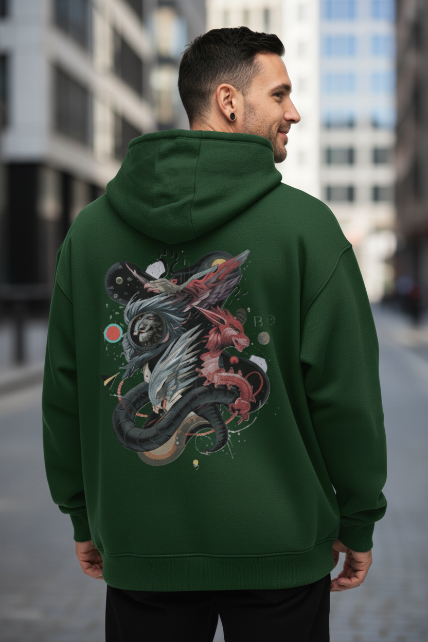 Men's Oversized Hoodie (Dragonborn Clash)