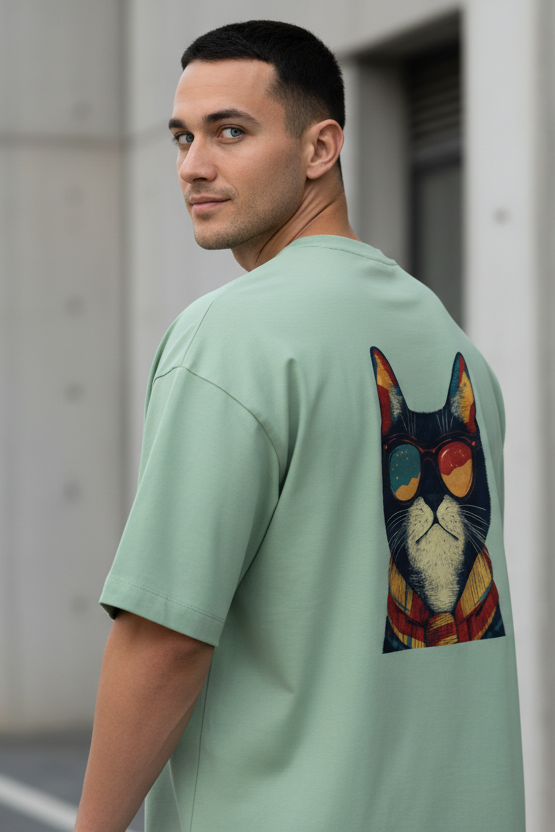 Men's Cat Swag Oversized Tee
