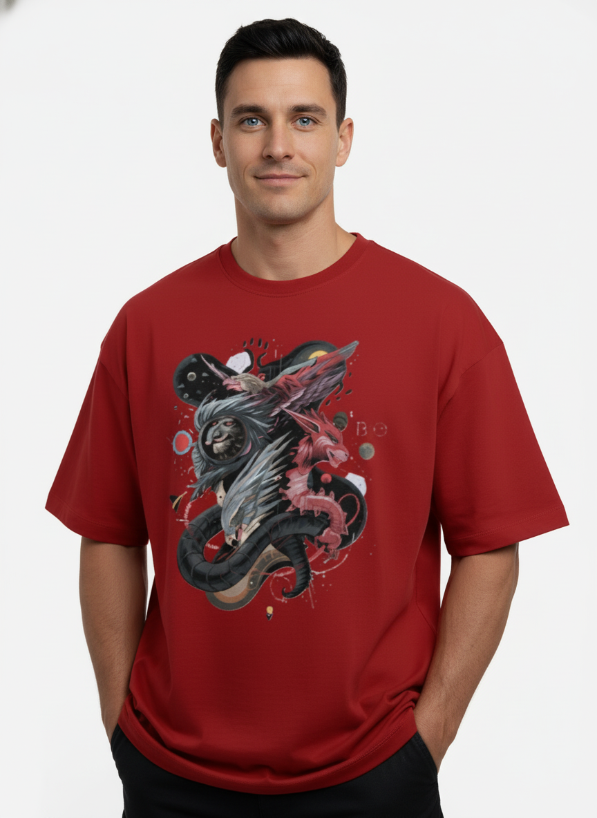 Men's Terry Oversized Tee (Dragonborn Clash)